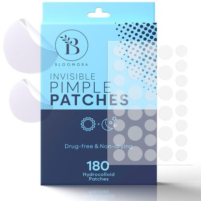 Unsichtbare Pickel Patches (180 Stück) – Hydrocolloid Pflaster für schnelle Akne-Linderung, ideal für Gesichtspflege, in praktischen Größen S/L