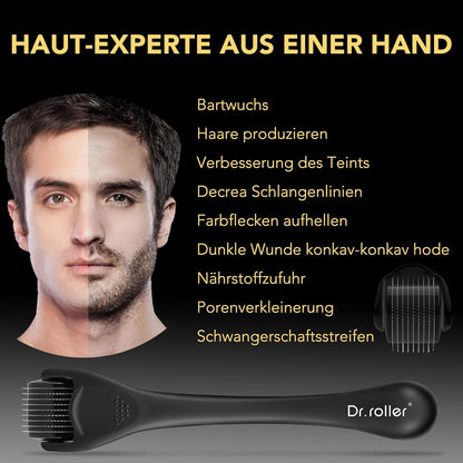 Entdecken Sie den Dr.Roller Dermaroller 1Mm – Ihr Geheimnis für Bartwuchs, Haarwachstum und strahlende Haut mit 540 Titan-Nadeln!