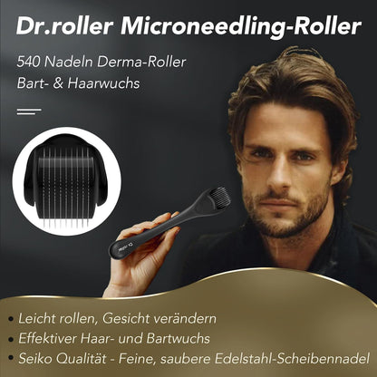 Entdecken Sie den Dr.Roller Dermaroller 1Mm – Ihr Geheimnis für Bartwuchs, Haarwachstum und strahlende Haut mit 540 Titan-Nadeln!