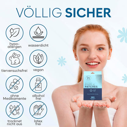 Unsichtbare Pickel Patches (180 Stück) – Hydrocolloid Pflaster für schnelle Akne-Linderung, ideal für Gesichtspflege, in praktischen Größen S/L