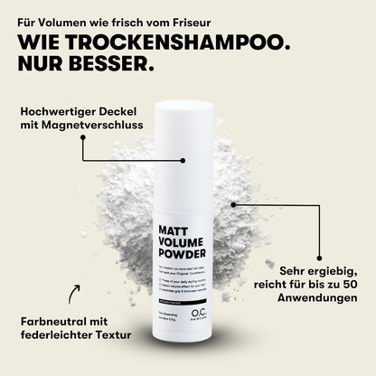 O.C. HAIRCARE Stylingpulver für voluminöses, feines Haar - Matt-Effekt für ultimativen Halt und Fülle - Empfohlen von Top-Friseuren